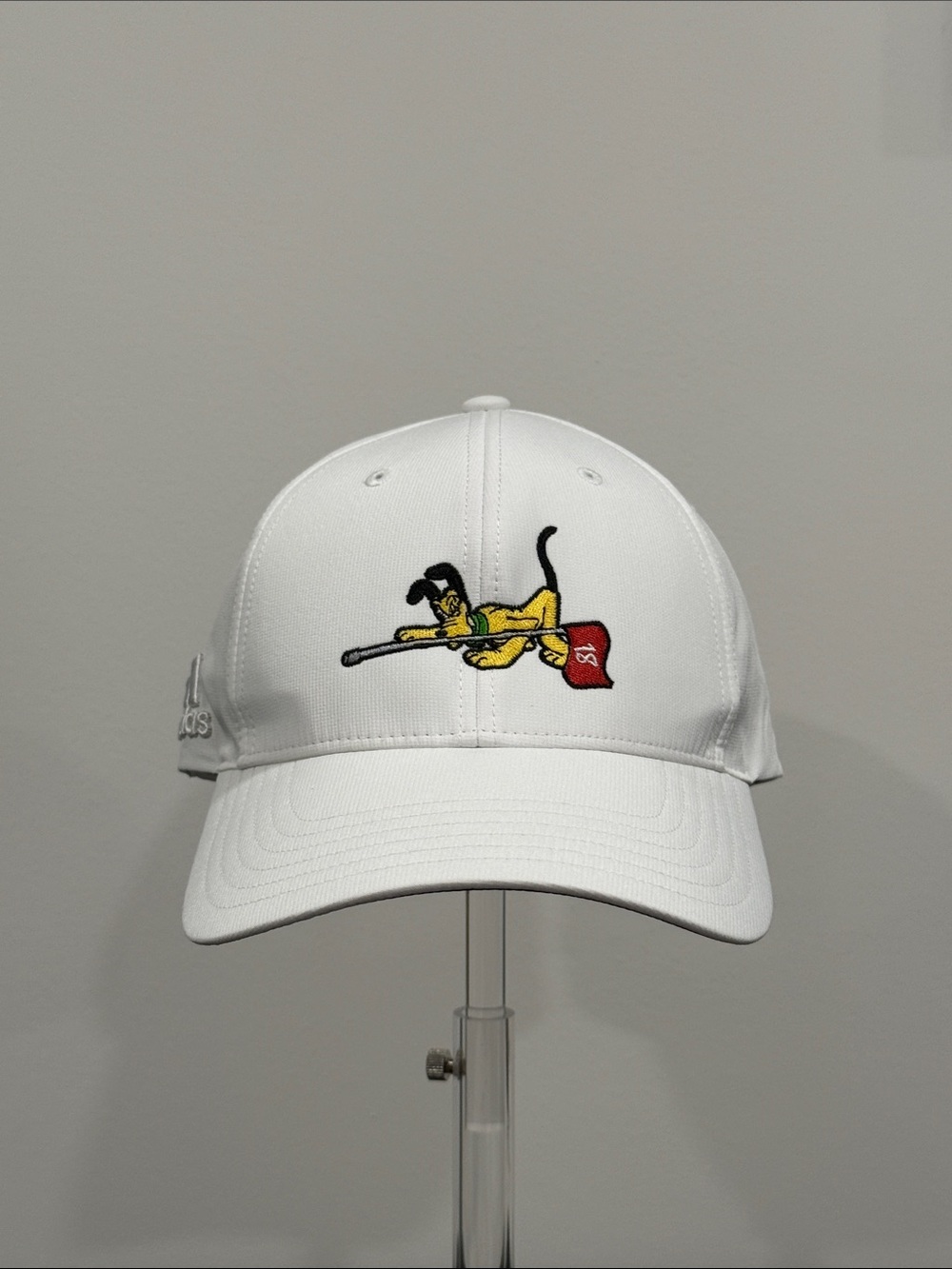 Disney x Adidas Pluto 18th Hole Pin Flag Golf Performance Hat White Adjustable